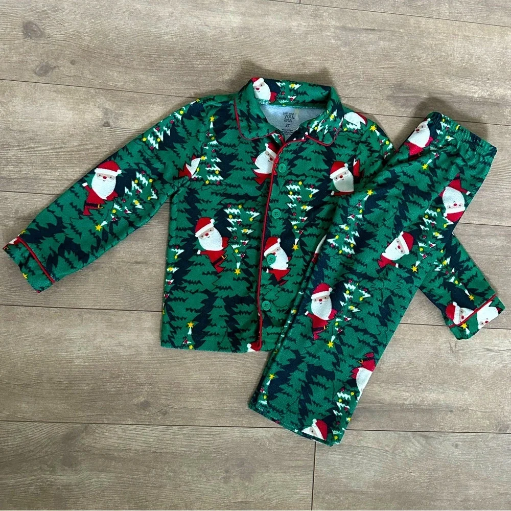 Carter’s 3T Toddler Boy Santa Pajamas Set Flannel GUC Bin KK